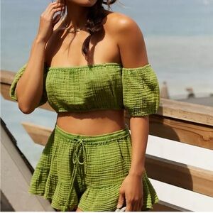 Anthropologie Green Skirt Set